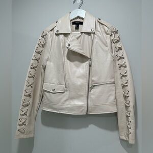 NEW Forever 21 Cream Vegan Leather Jacket. Size M.  NWOT